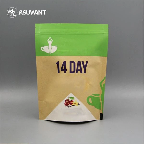 Stand Up Pouch Brown Kraft Paper Ziplock Bag for Nuts Protein Powder Coffee Tea