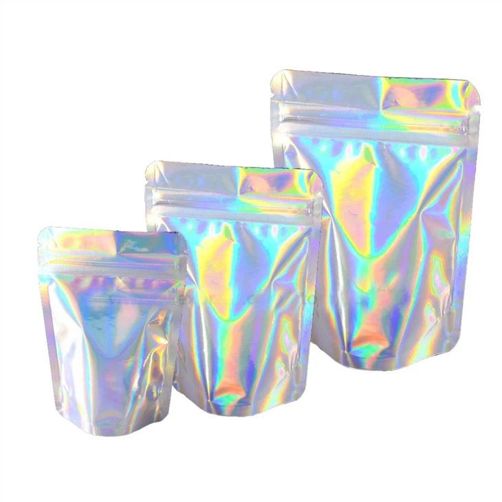 Tas Ziplock Holografik yang Tergantung Biodografi Plastik Kemasan Kosmetik yang Dapat Diturut