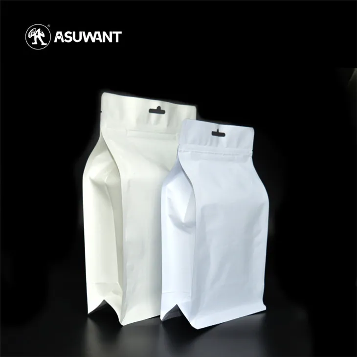 White Kraft Side Gusset Coffee Tea Packaging With Valve Tin Tie