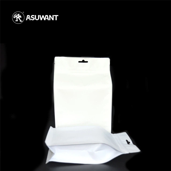 White Kraft Side Gusset Coffee Tea Packaging With Valve Tin Tie